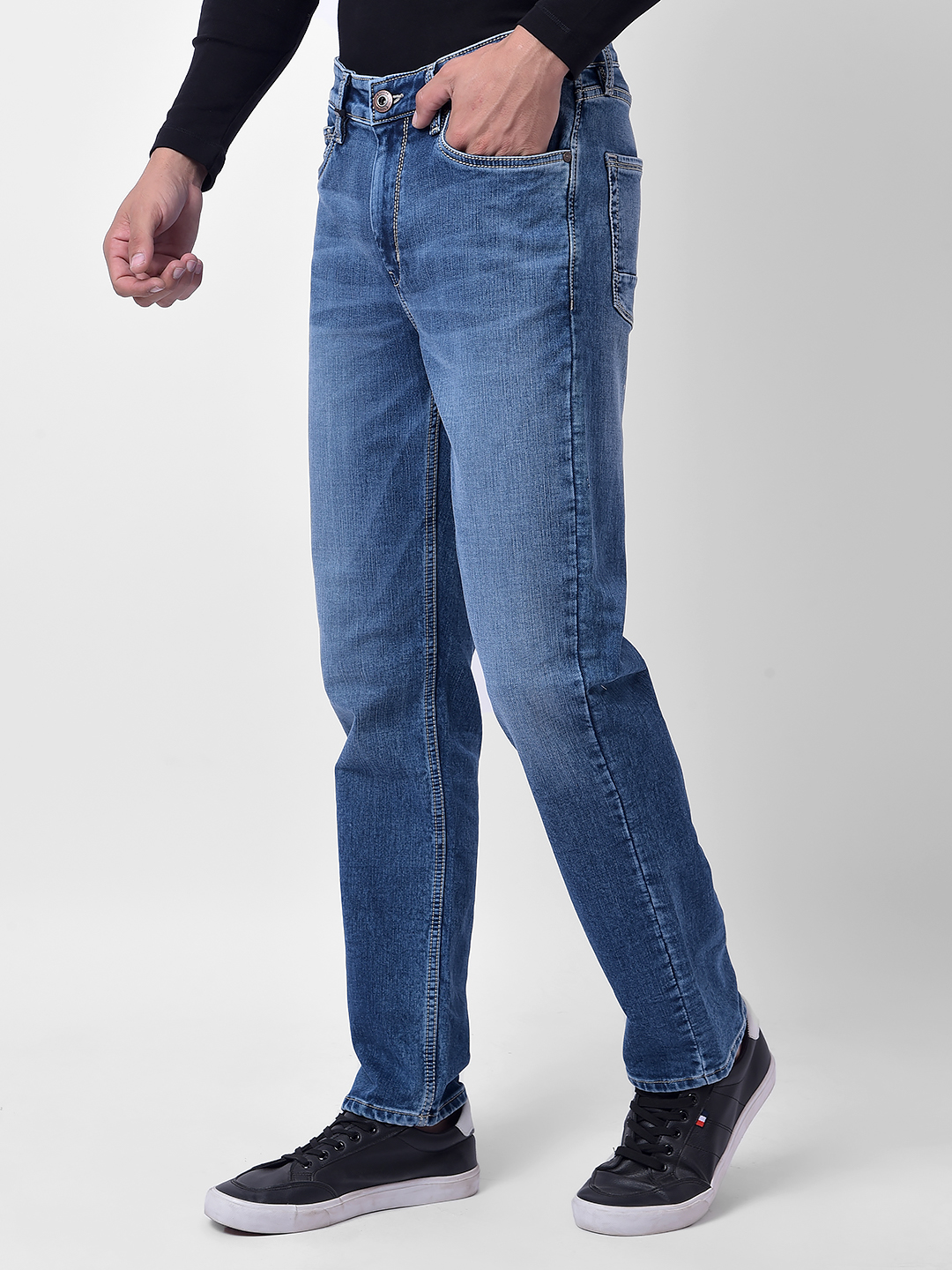 Numero Uno Men Blue Light Wash Slim-Fit Sustainable Jeans